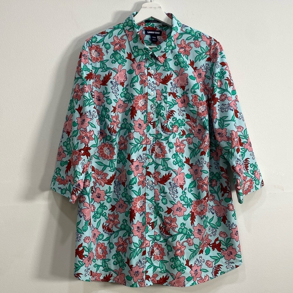 Land's End 18W Floral Button Down Top